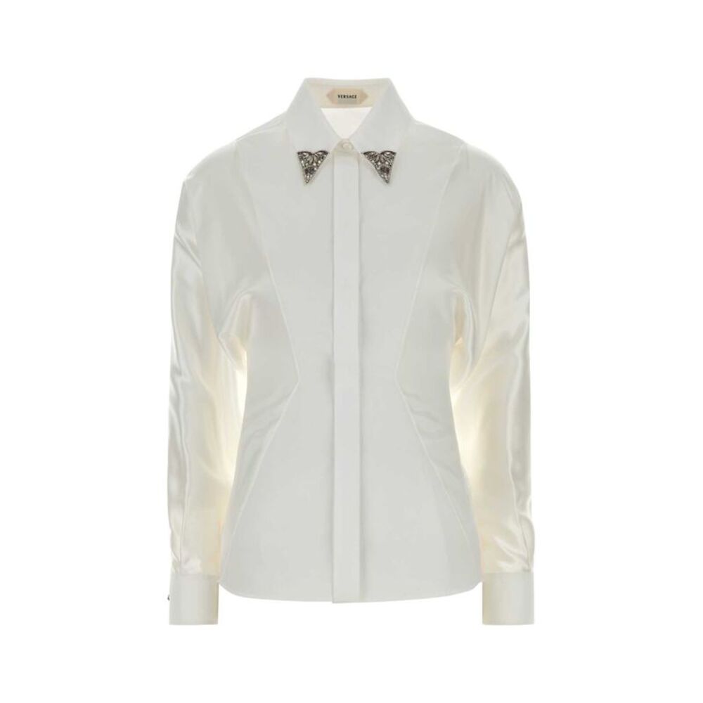 Versace Women White Poplin And Silk Shirt